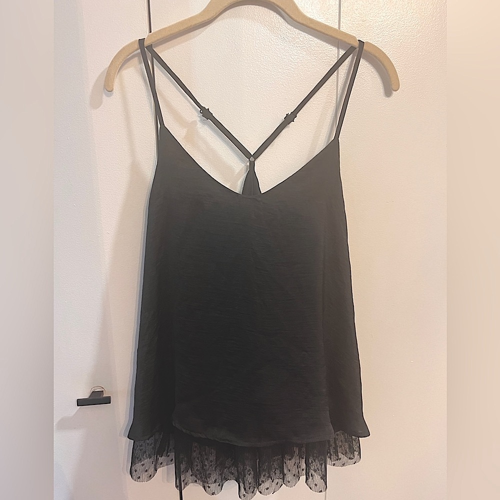 Mint condition size medium black Anthropologie blouse w/ lace